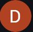 Orange circle with a white letter D in the center against a black background.
