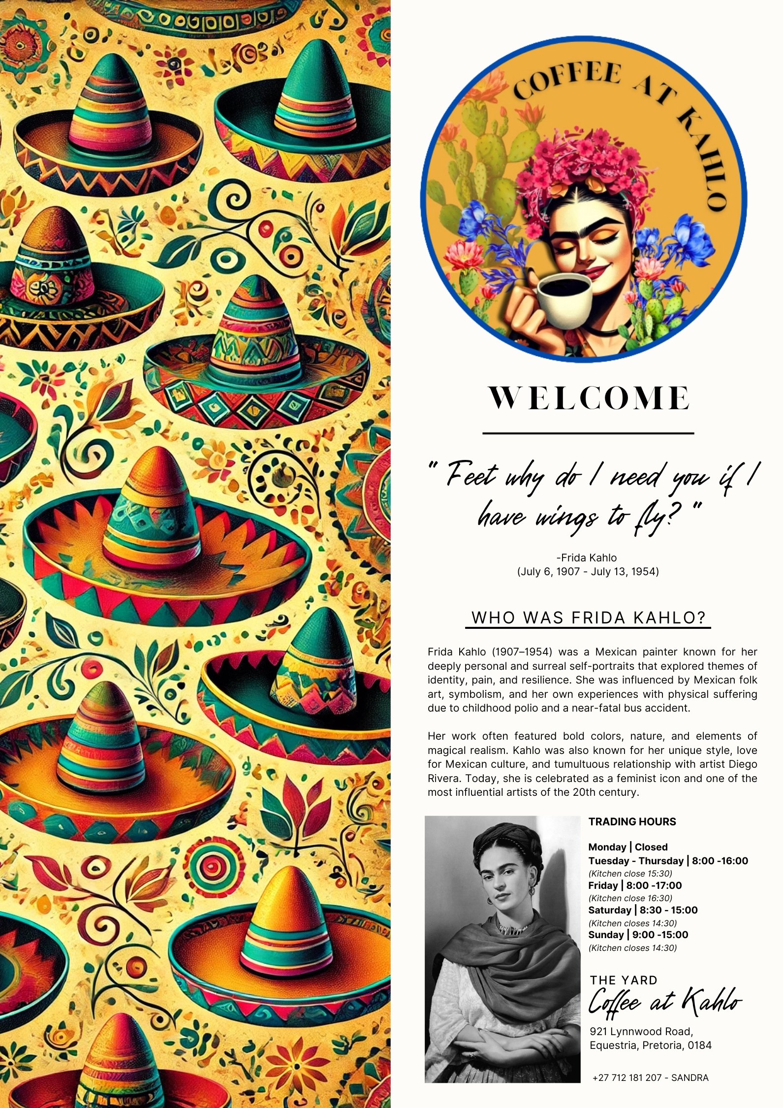 Coffee at Kahlo Food Menu