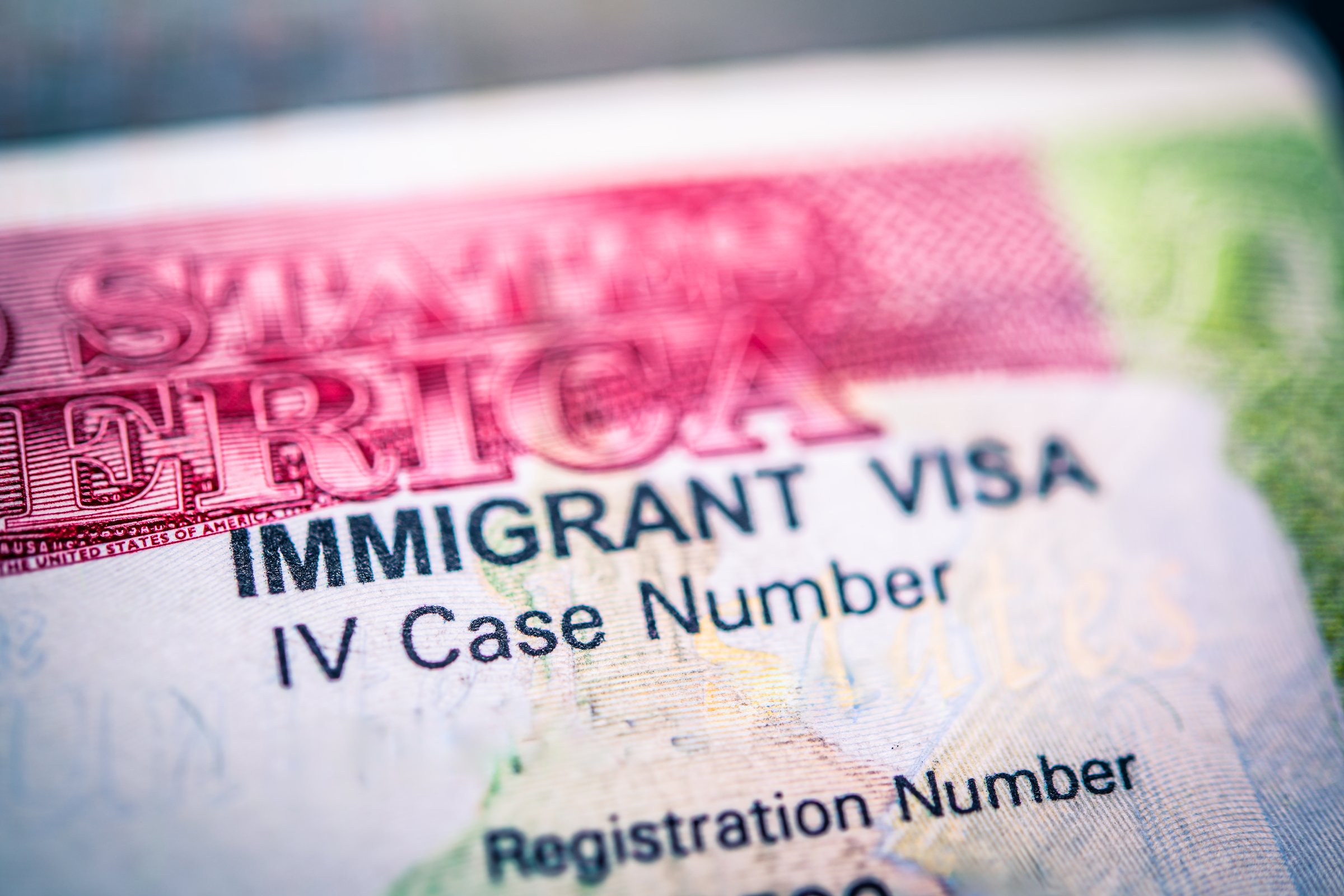 Detailed view of a U.S. immigrant visa showcasing IV case number, registration number, and identification information. Essential for immigration documentation and travel verification.