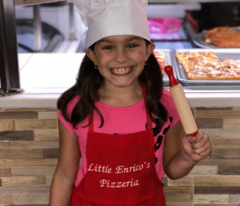 Kids making pizza at Little Enrico's