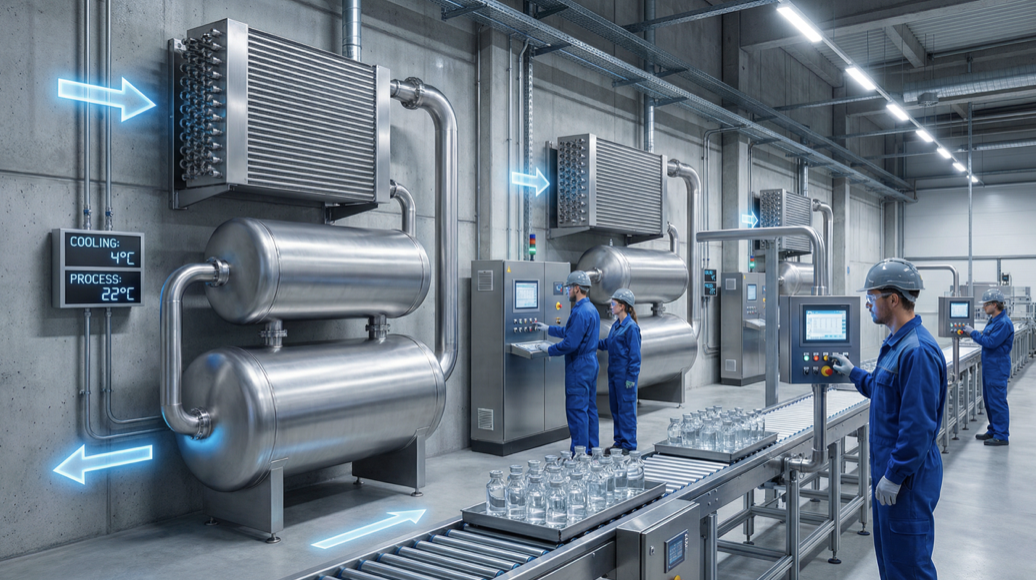 Industrial manufacturing facility with thermoacoustic process cooling system