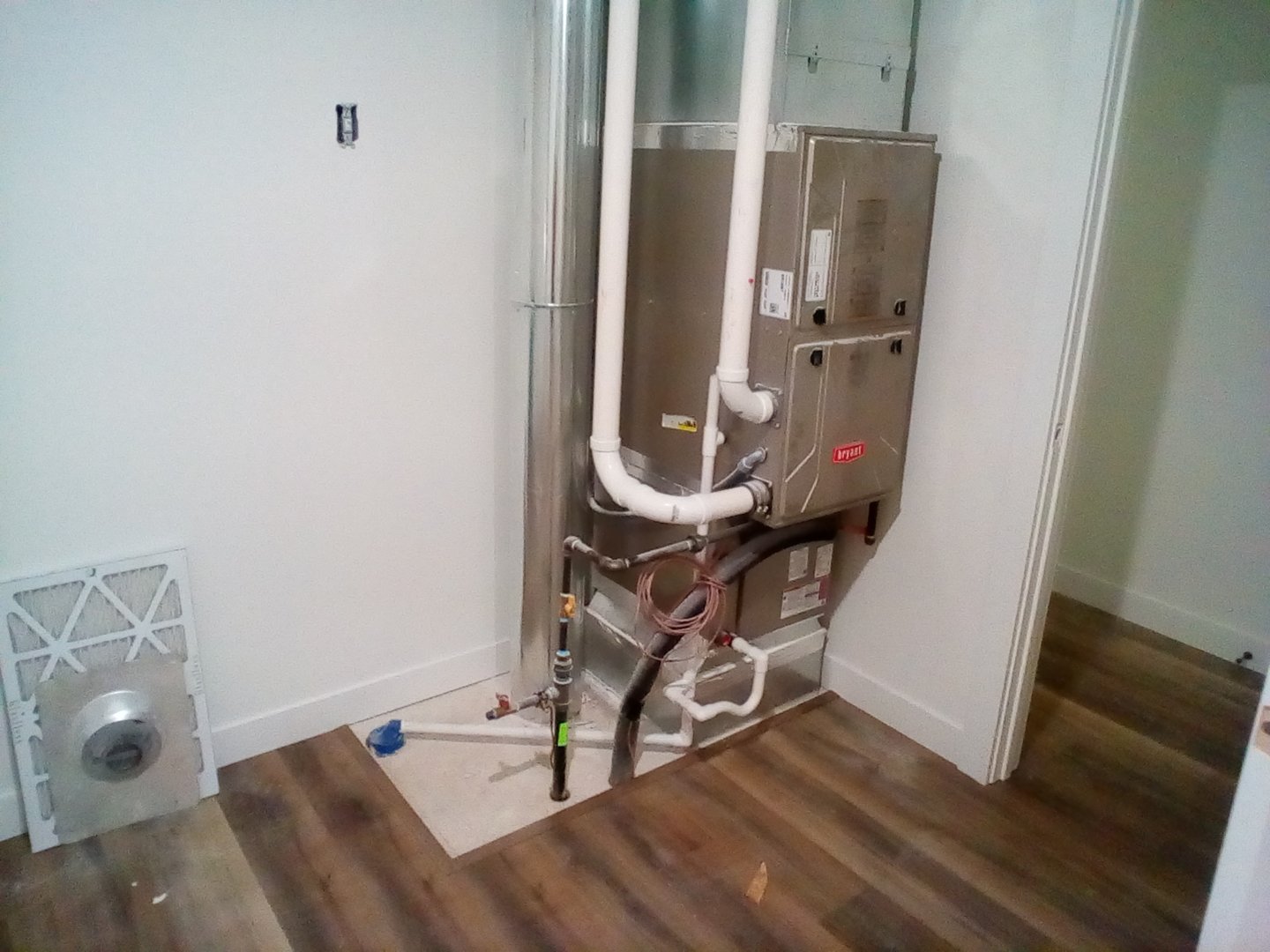 Installed indoor air handler HVAC unit