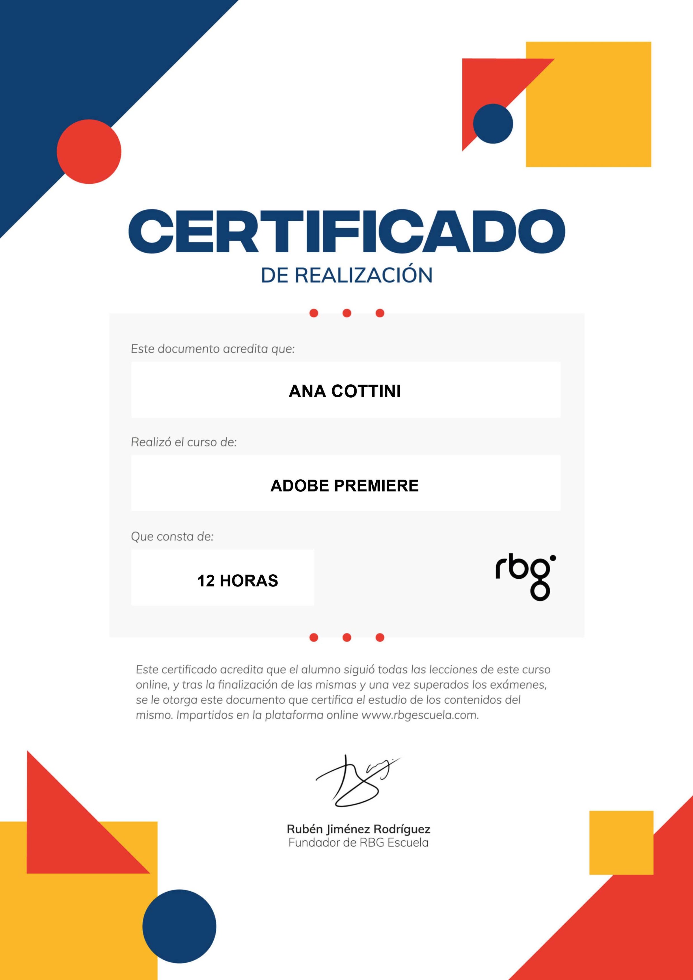 Certificado Adobe Premiere
