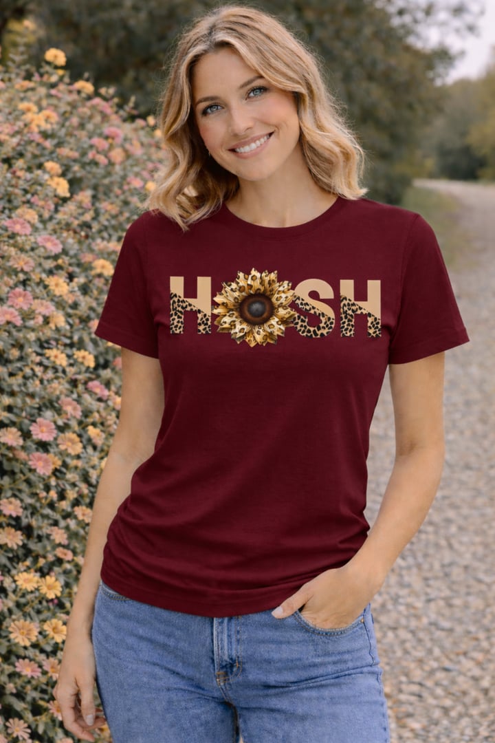 Sunset Bloom Tee Maroon