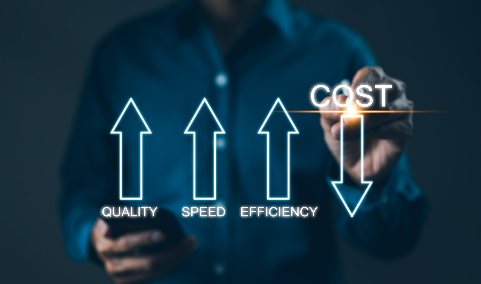 Cost reduction concept. Increase quality, speed, efficiency, and Optimization for products or services to improve company performance. Successful corporate strategy and management. Effective business