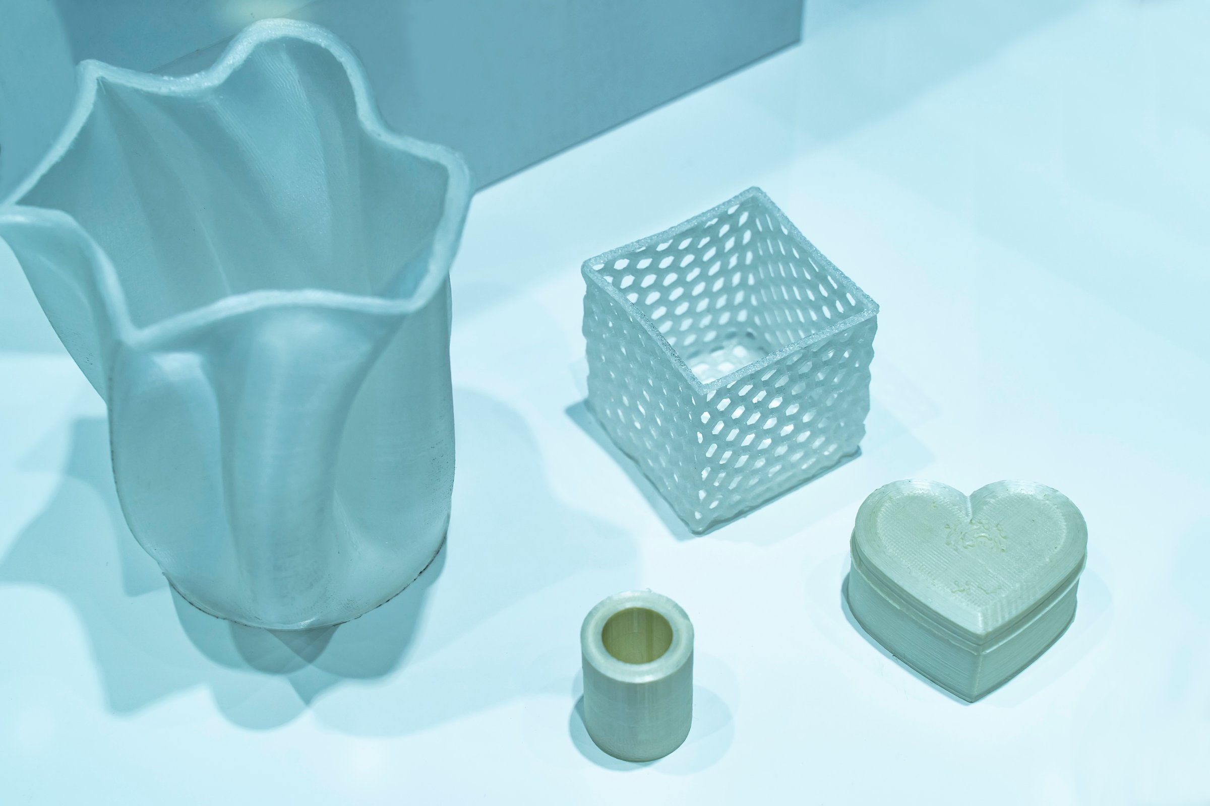vase closeup object printed 3d printer close-up. Progressive modern additive technology 4.0 industrial revolution