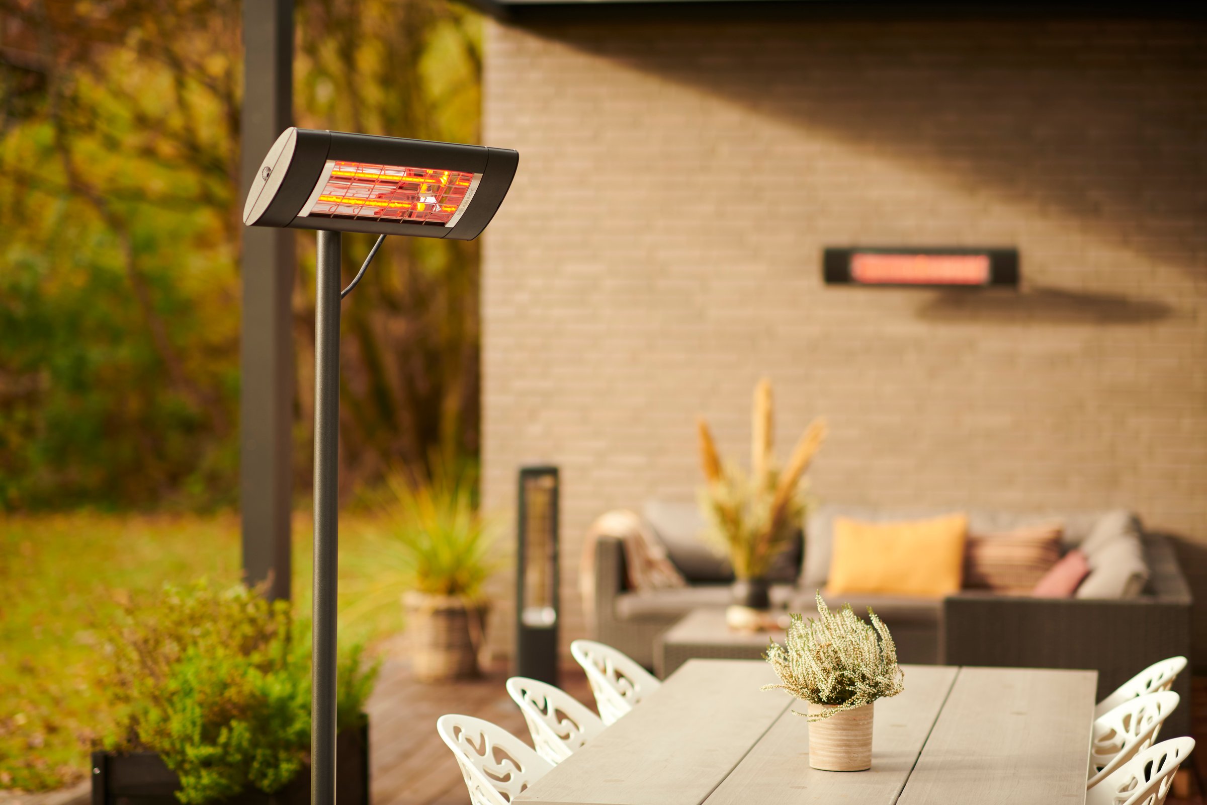 Electric Patio Heater on basepod for outdoor use