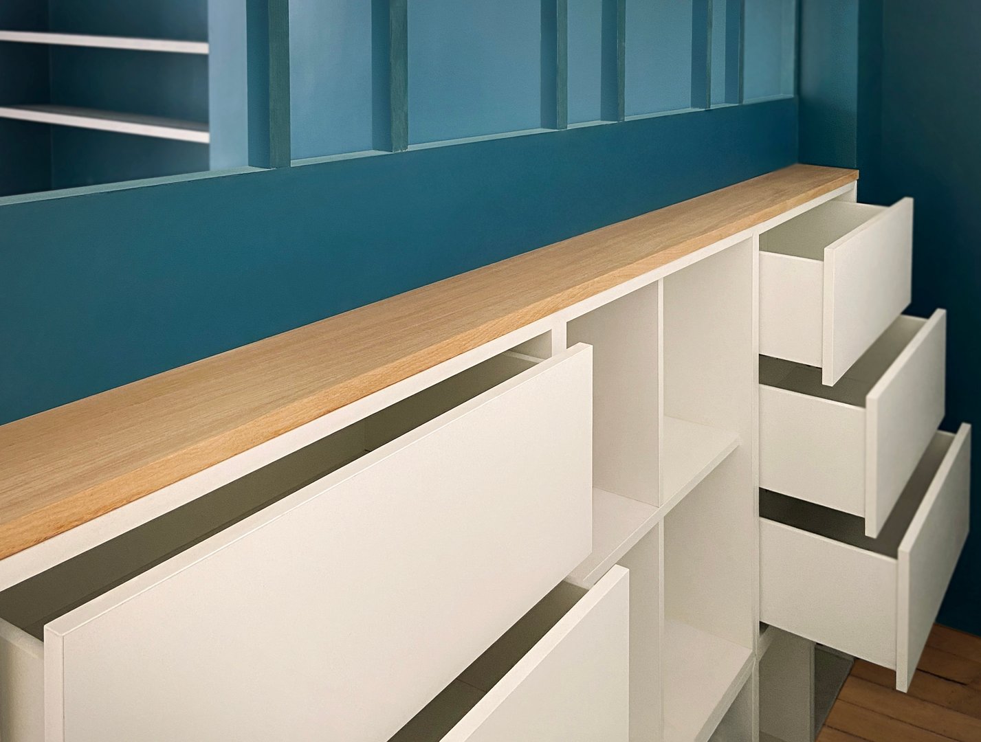 Rénovation appartement Clignancourt - Commodes ouvertes détail