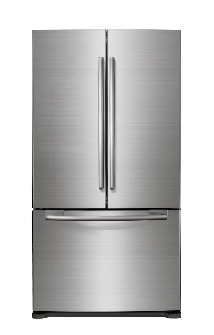 Modern refrigerator isolated on white background