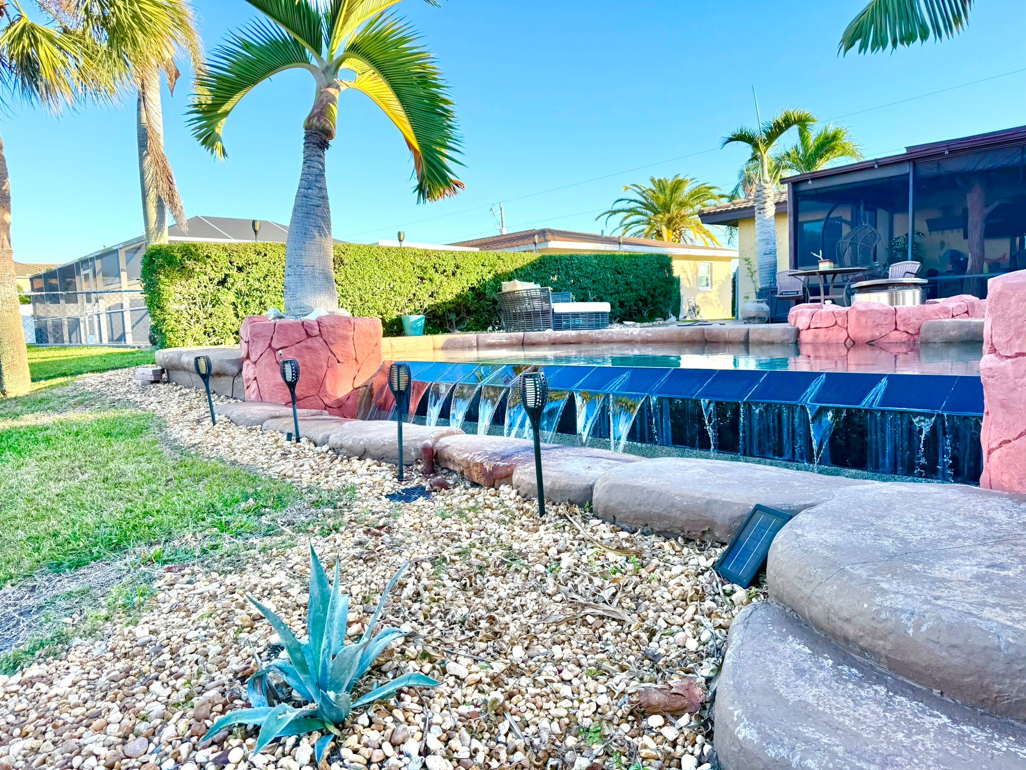 Pool waterfall at Salt Life Villa