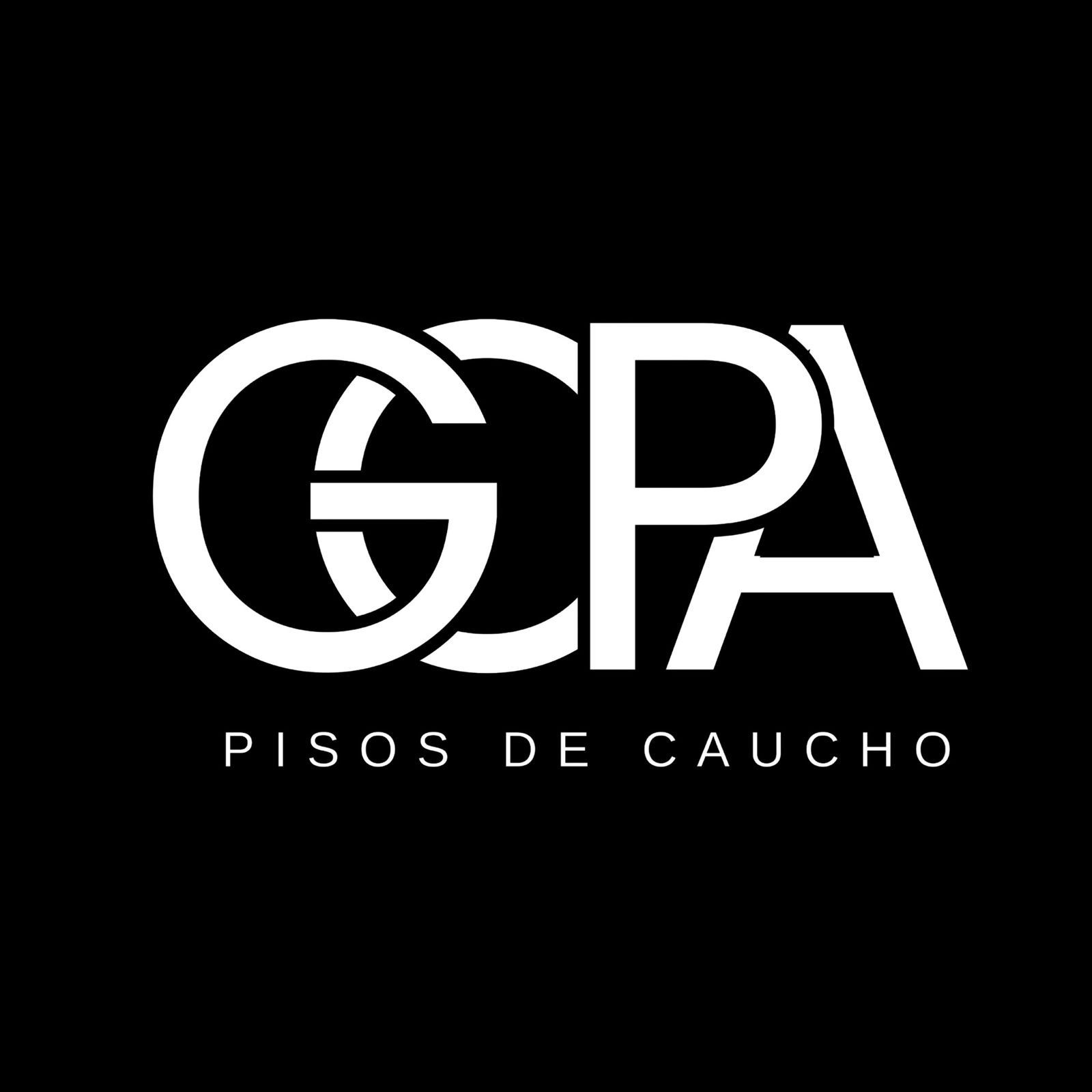 Black logo with white stylized letters GCA and text Pisos de Caucho underneath.