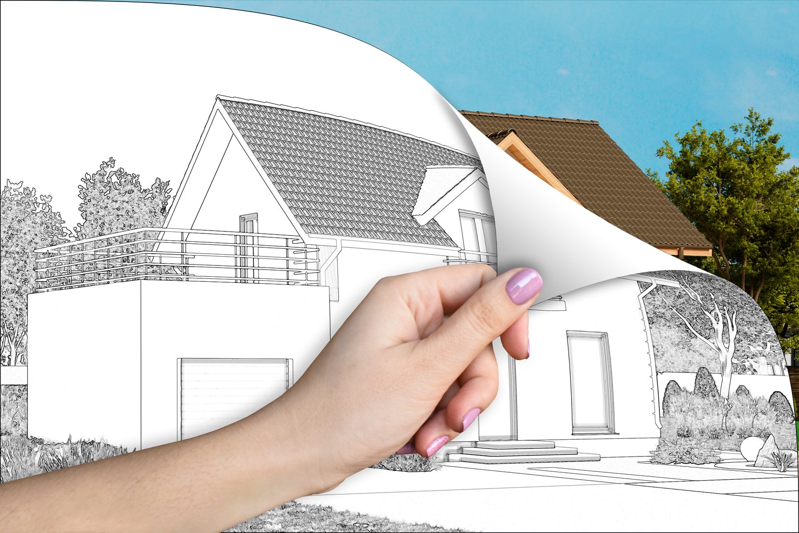 3d illustration. A cottage renovation concept