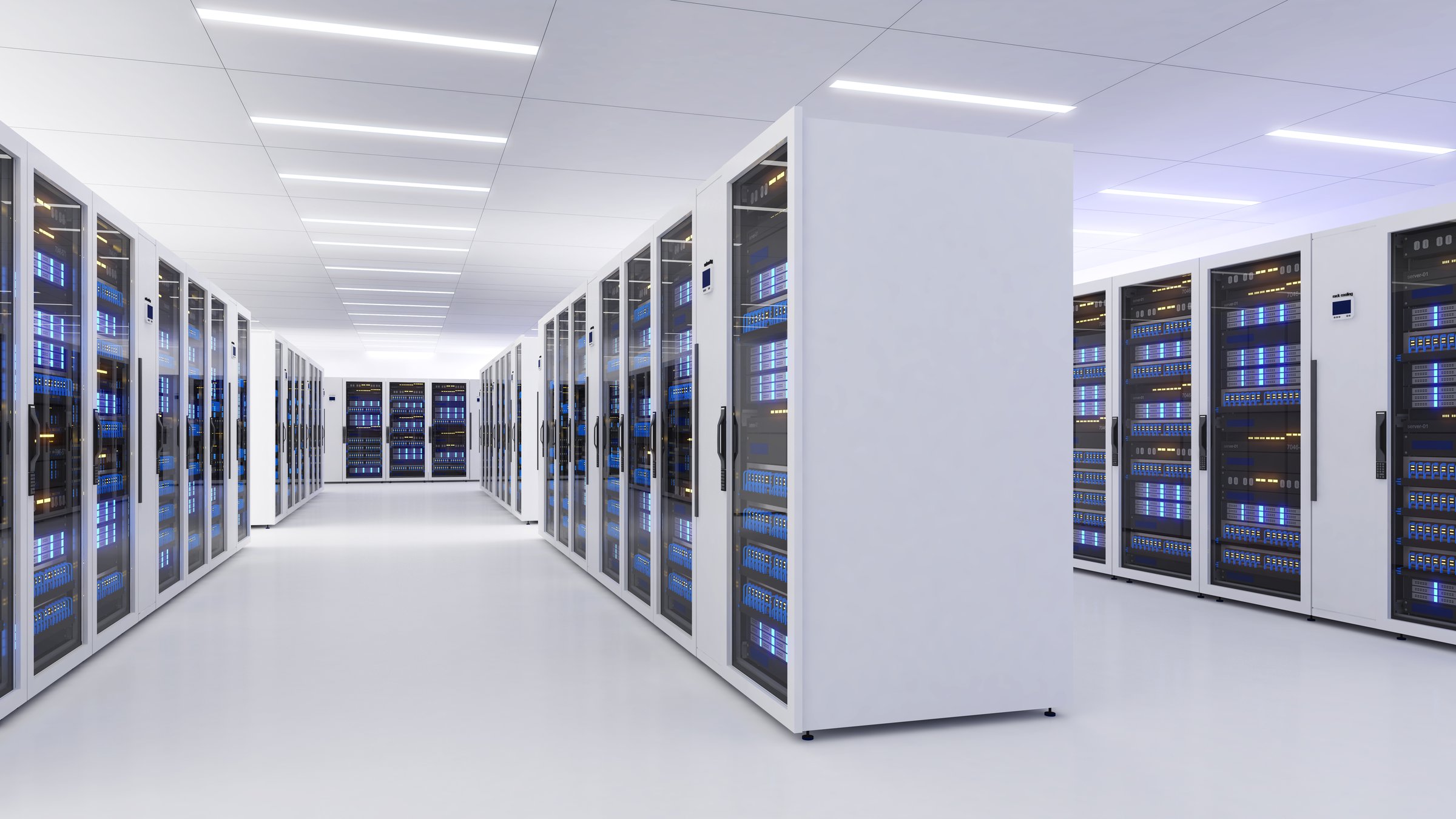Shot of Data Center With Multiple Rows of Fully Operational Server Racks. Modern Telecommunications,Data center cooling,server room,3d rendering