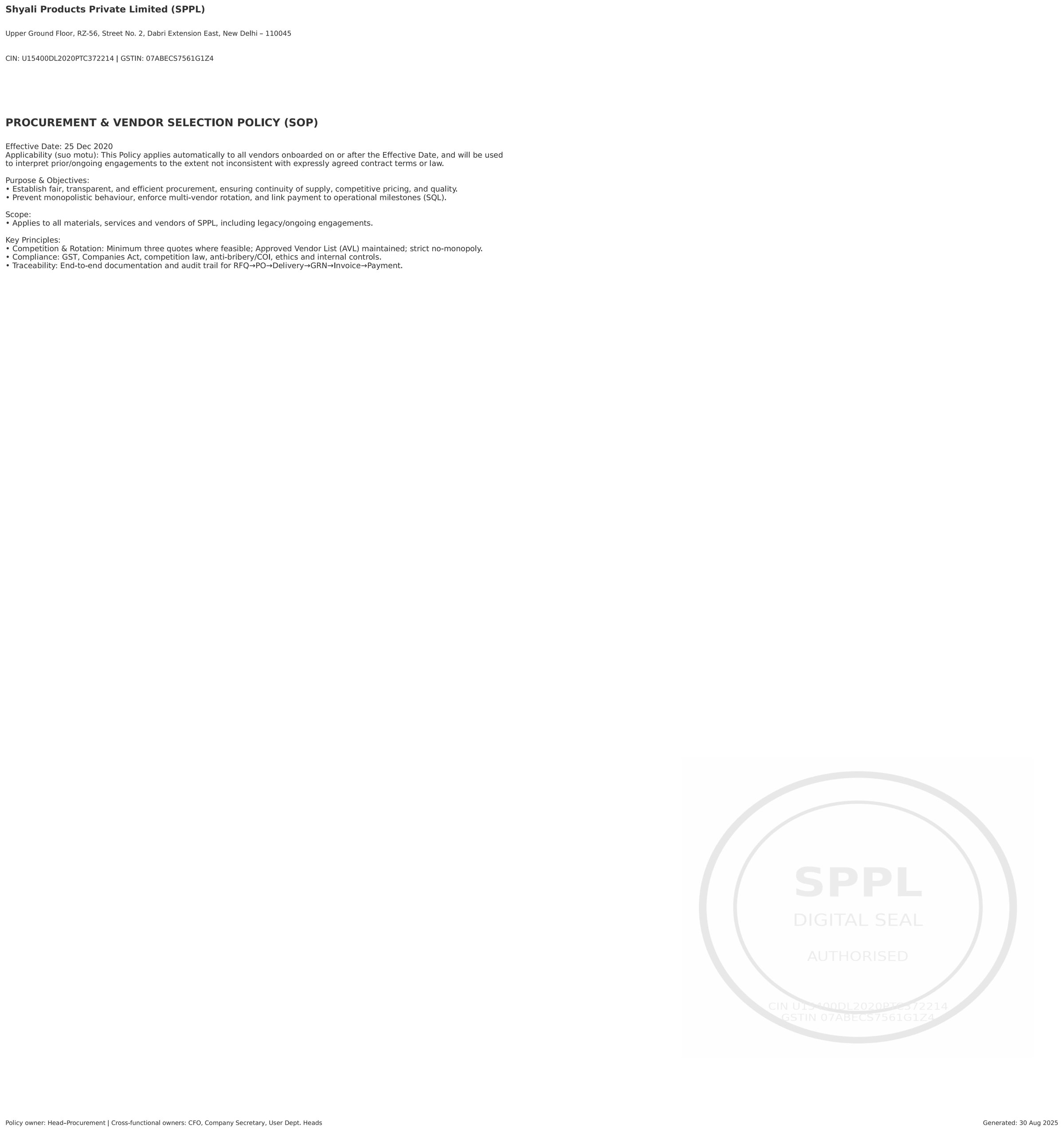 SPPL Procurement Policy SOP Page 4