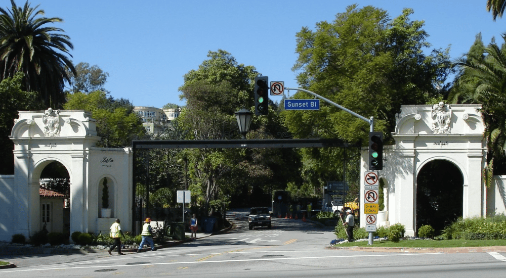 Residential estate homes in the Bel Air West Gate area of Los Angeles