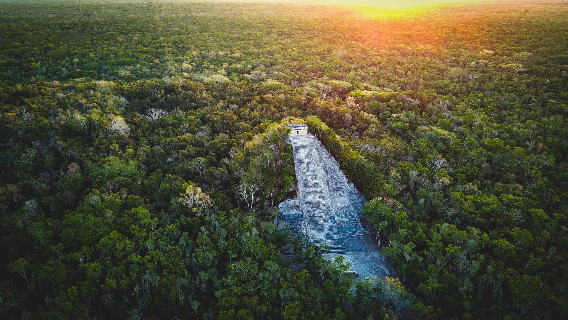 Aerial view of Coba ruins