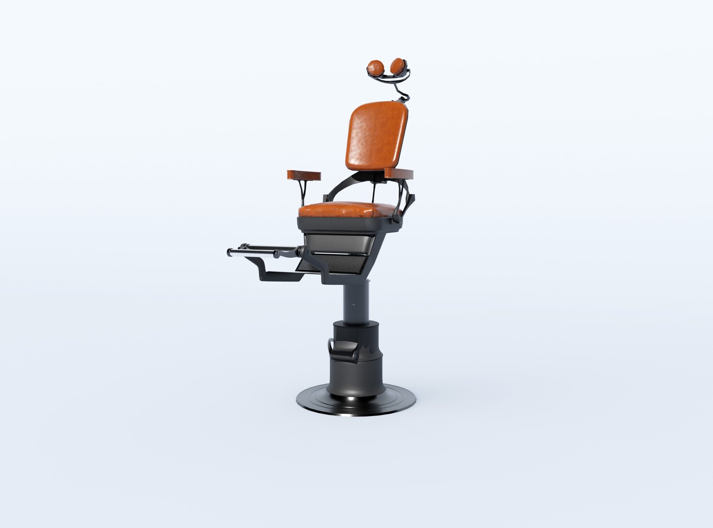 3d rendering illustration of modern barbershop chair on white background