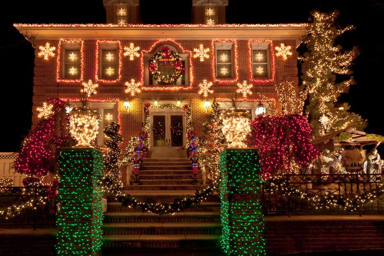 House with multi-colored Christmas lights