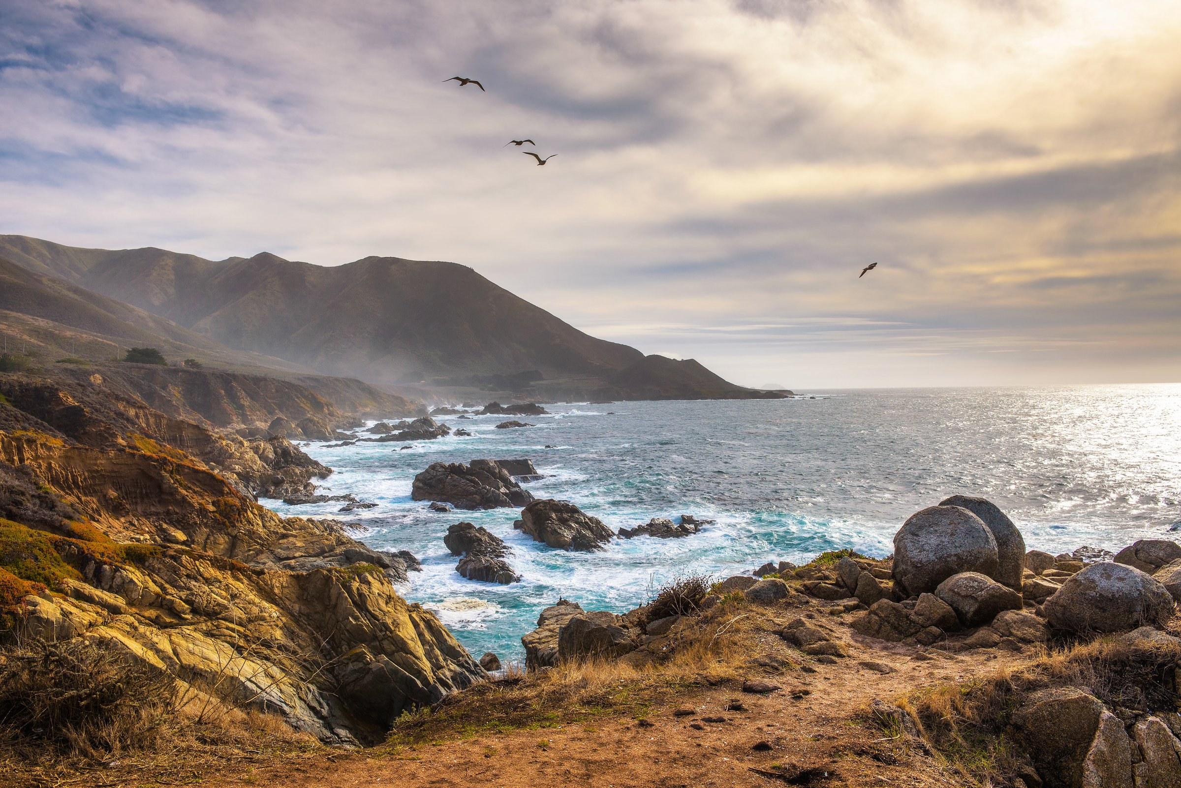 Coastline scenery on Pacific Coast Highway near Big Sur in California, USA