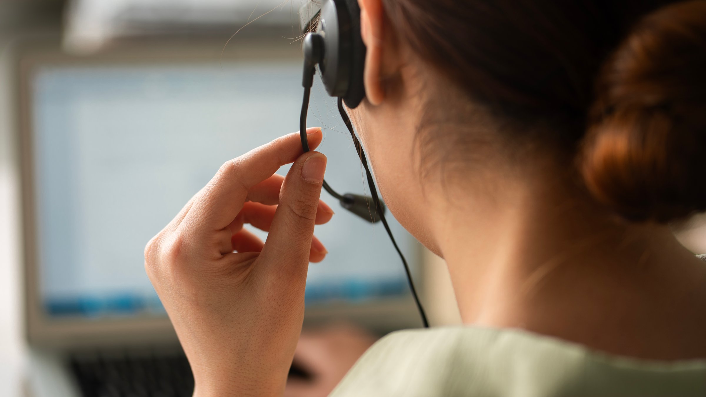 Woman working in a call center