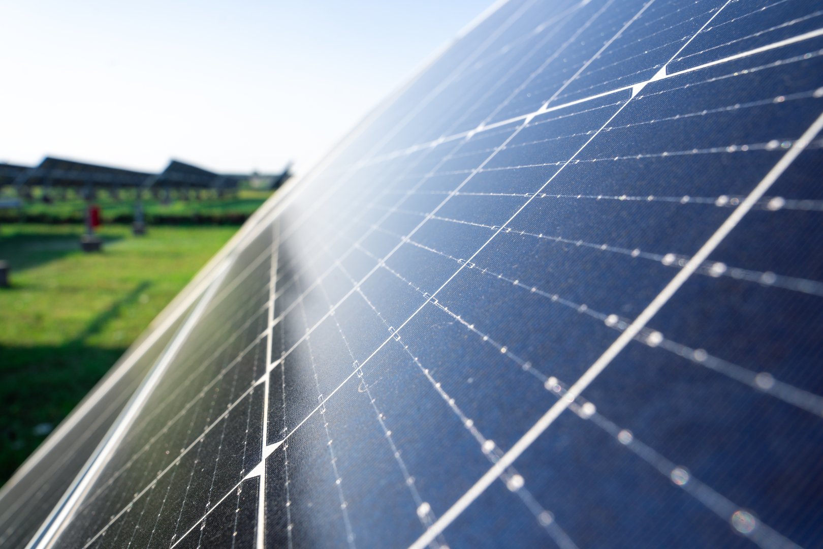 Solar plant(solar cell) with the cloud on sky, hot climate causes increased power production, Alternative energy to conserve the world's energy, Photovoltaic module idea for clean energy production.