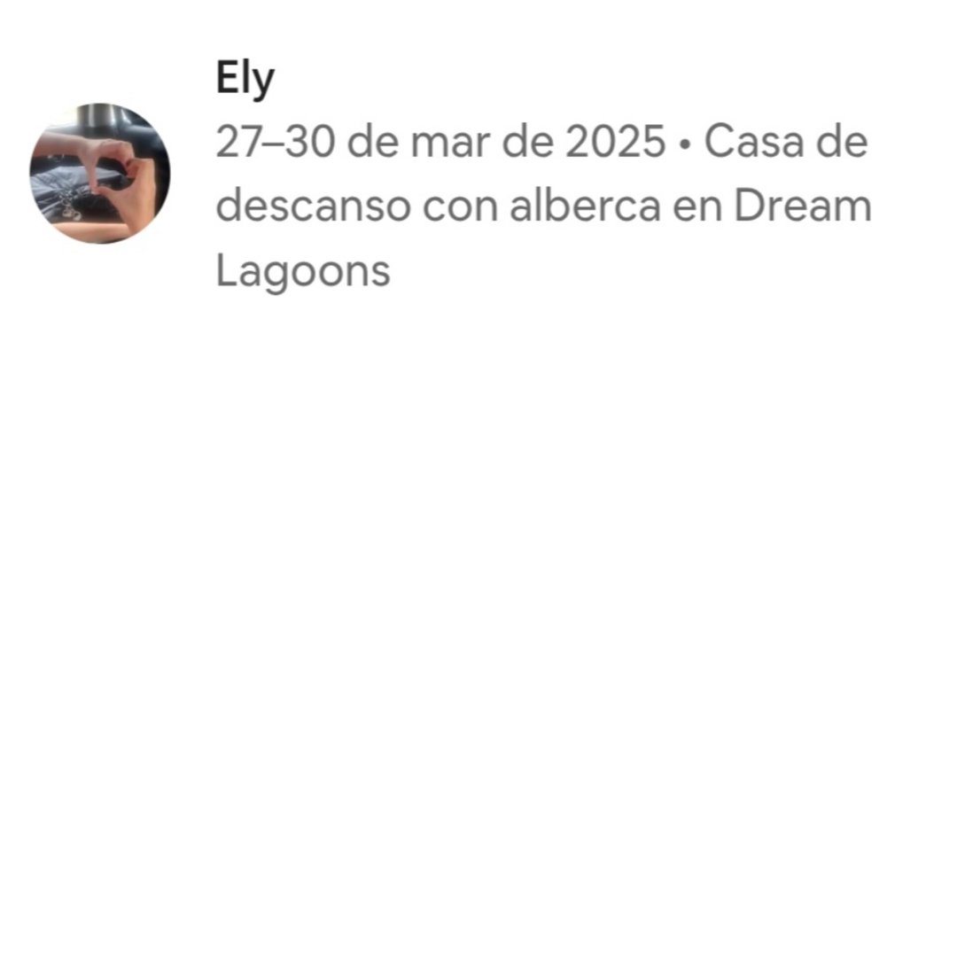 Profile of Ely with travel dates March 27-30, 2025, for a vacation home with a pool at Dream Lagoons.