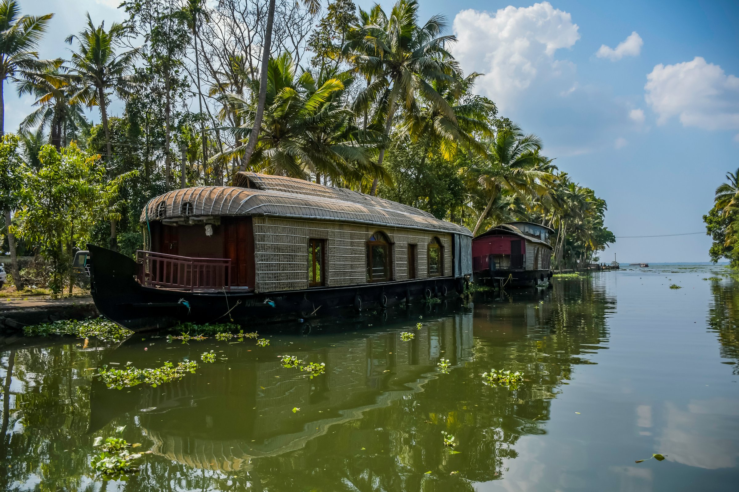 Kerala backwater and boathouse in Kumarakom is a top tourism attraction of India