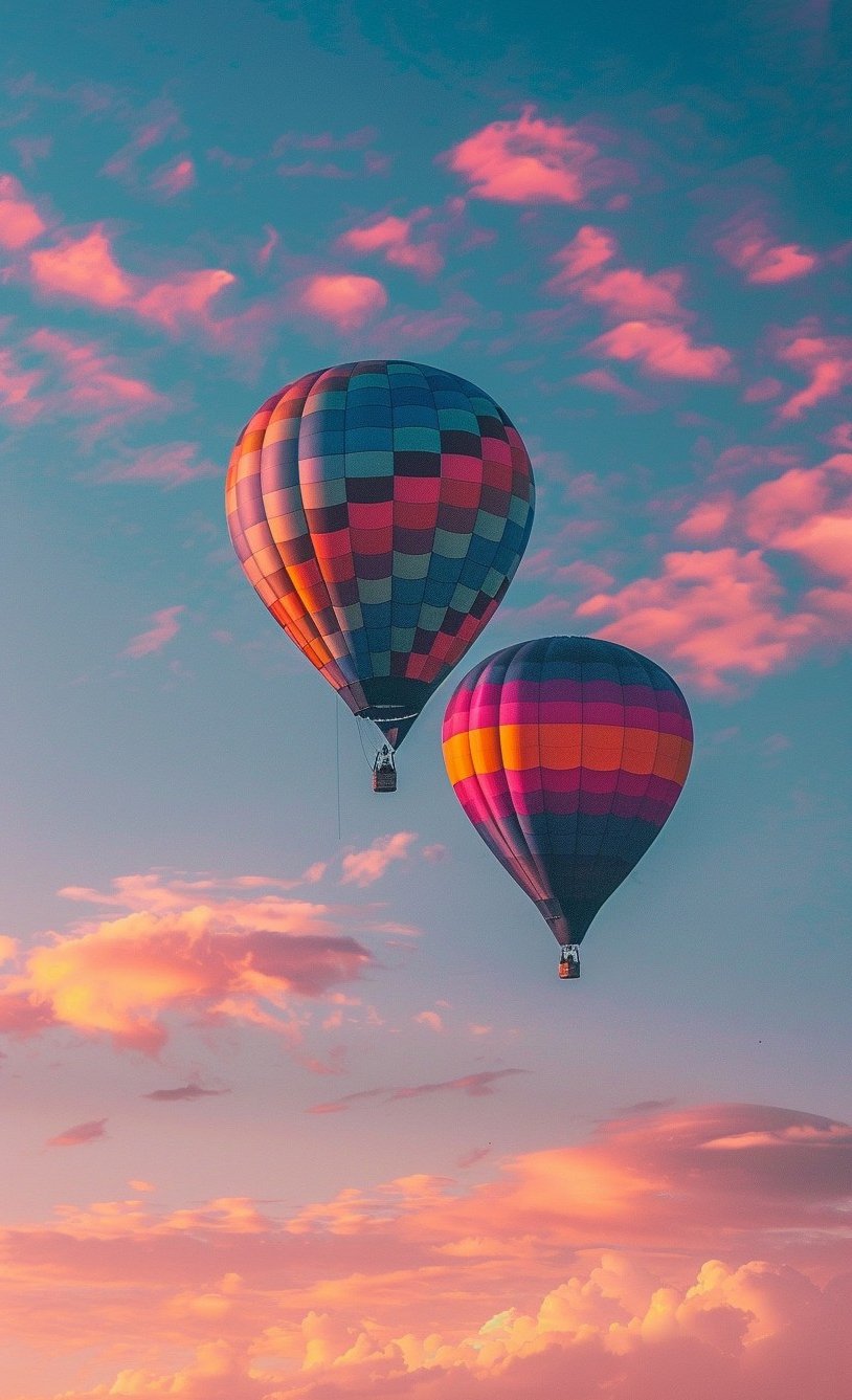 Pink balloons in clouds cropped