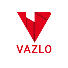 Red geometric V logo for Vazlo on a white background.