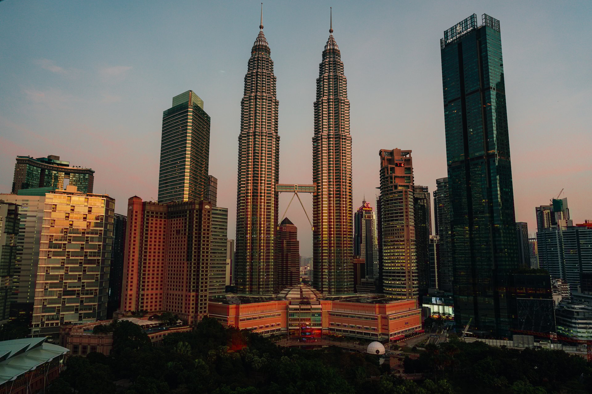Iconic Petronas Towers in Kuala Lumpur, Malaysia.