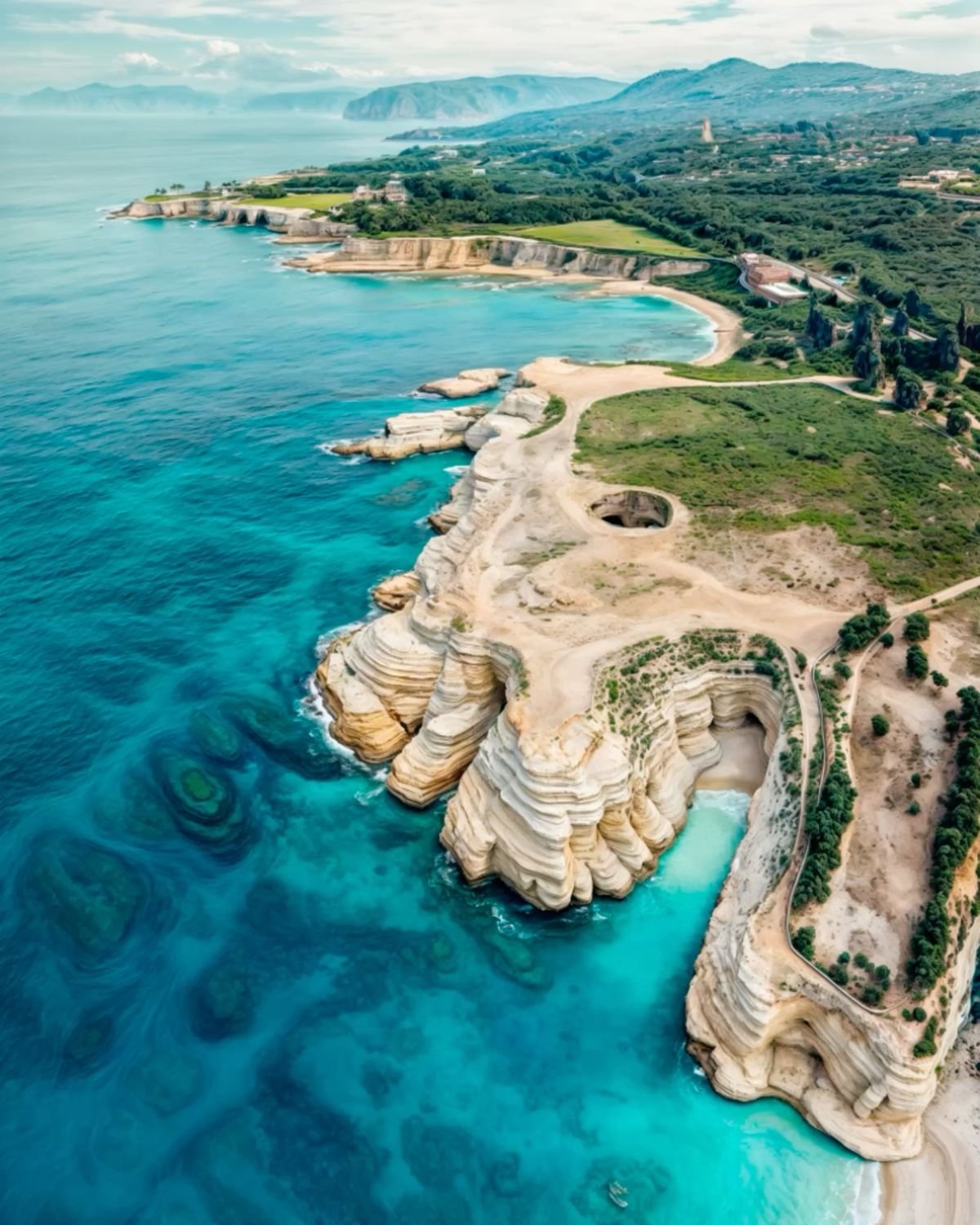 Beautiful coastal view of Latakia, Syria showing the Mediterranean Sea and shoreline