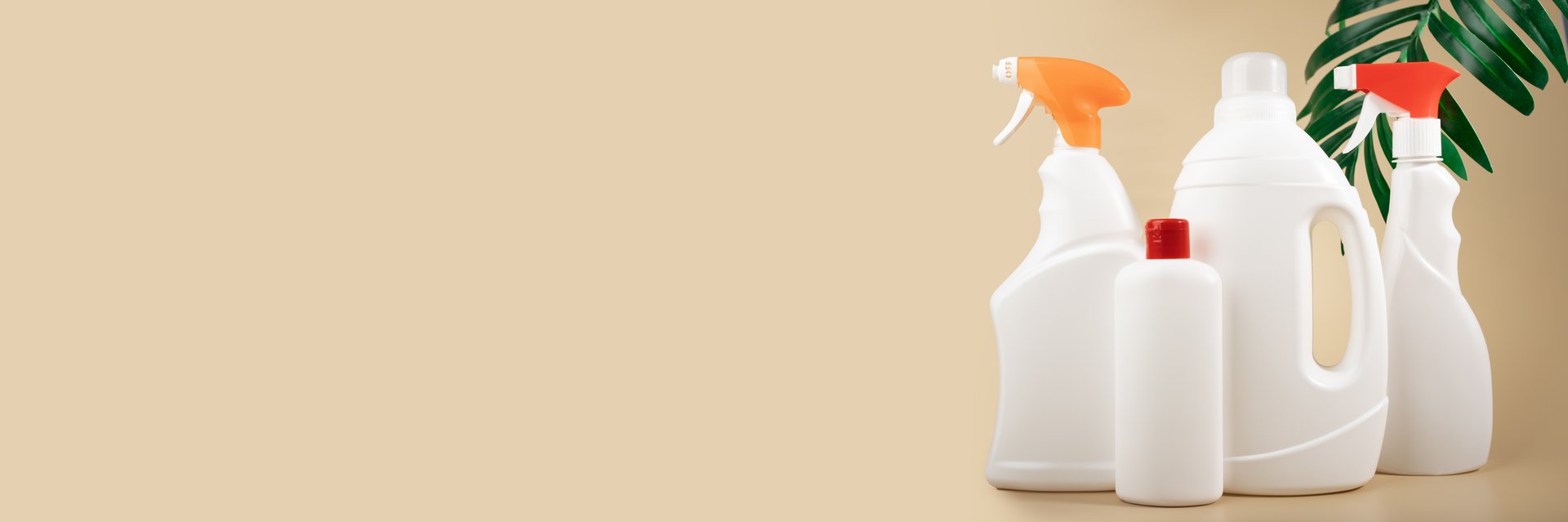 Natural cleaning, set with softener and spray, hygiene supplies, wash products