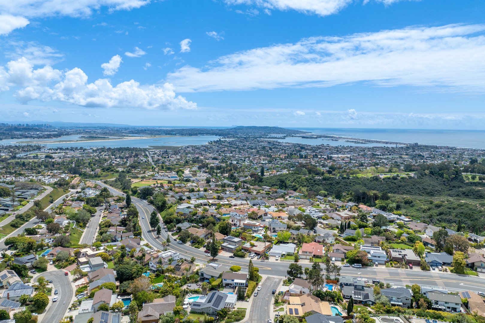 Aerial view of residential urban sprawl in San Diego, South California, USA