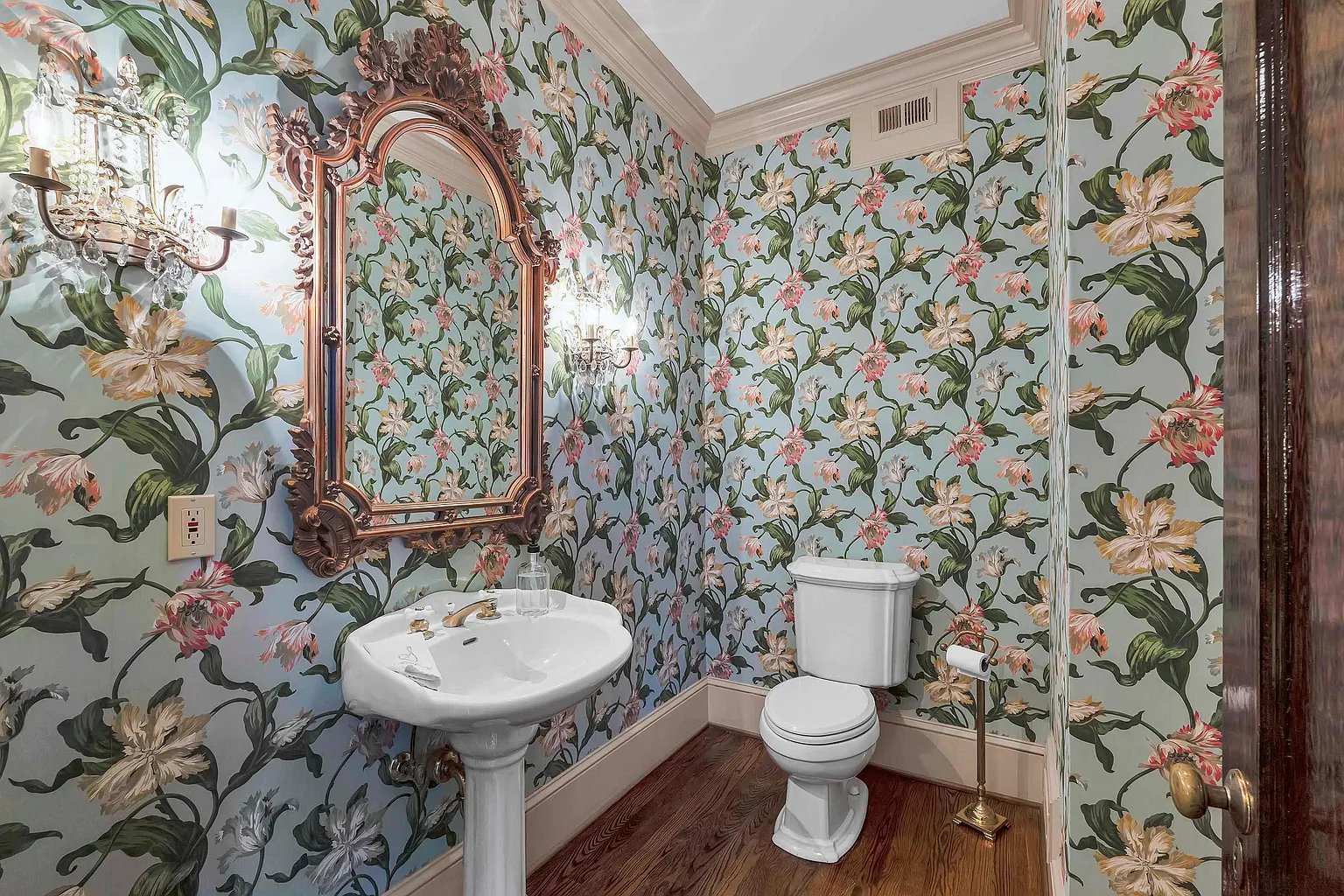Wayne PA bathroom wallpaper installation - professional interior design services Montgomery County bathroom renovation