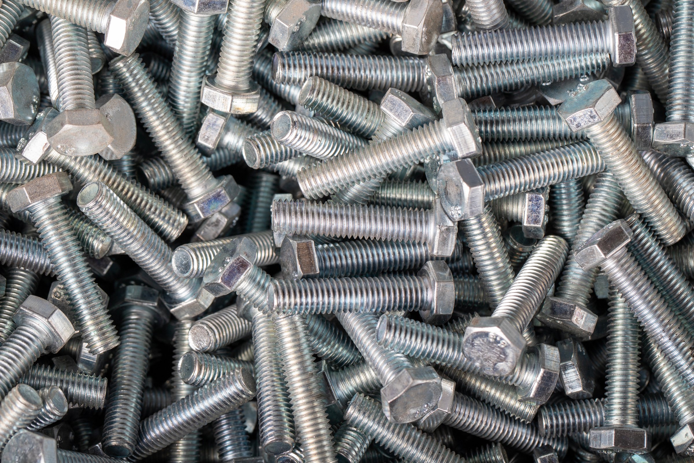 Hex head bolts. Hexagon head bolts background. close up