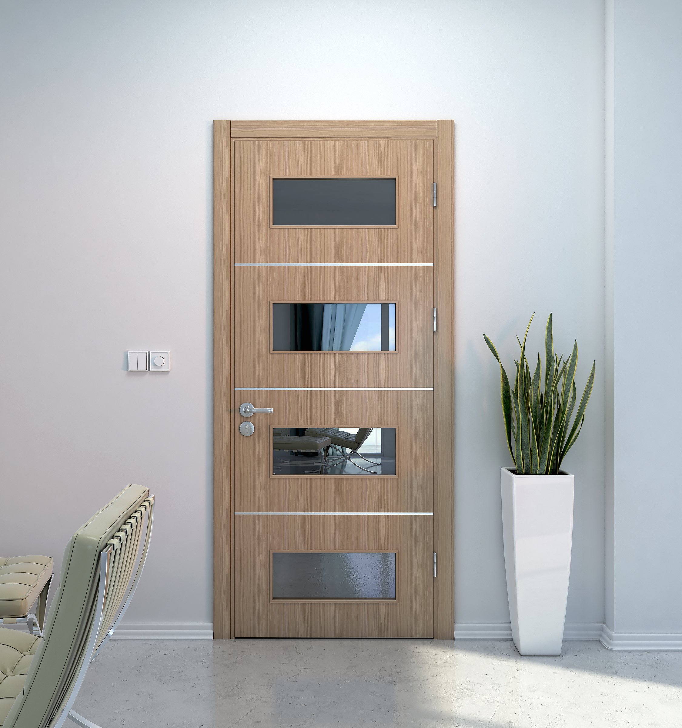 interior scene with modern door