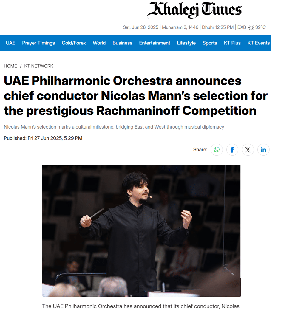 UAE Philharmonic Orchestra media coverage