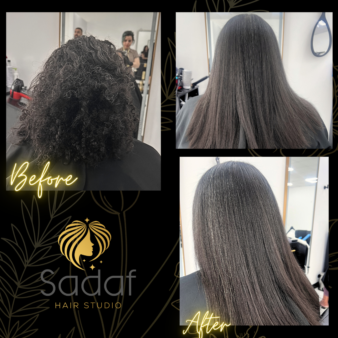 Before transformation at Sadaf Hair Studio