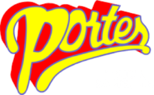 Logo featuring the text Portes in yellow outlined in red, above the words Truck Sales, L.P. in white.