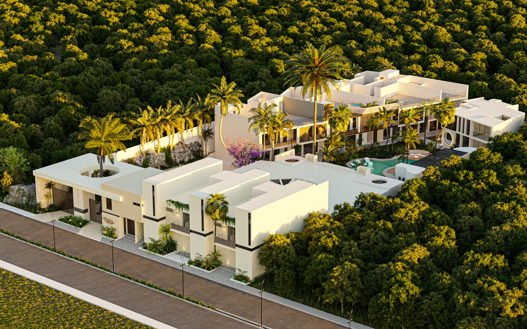 Render arquitectónico exterior día