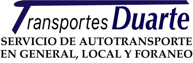 Logo of Transportes Duarte with text Servicio de Autotransporte en general, local y foraneo underneath.