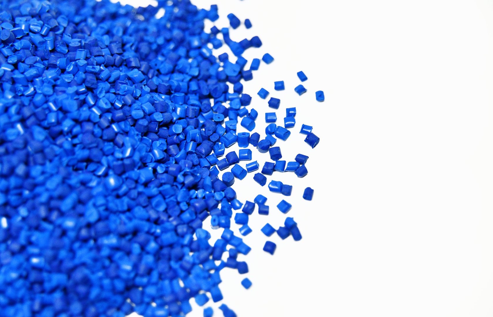 Isolated blue Polymer plastic granules