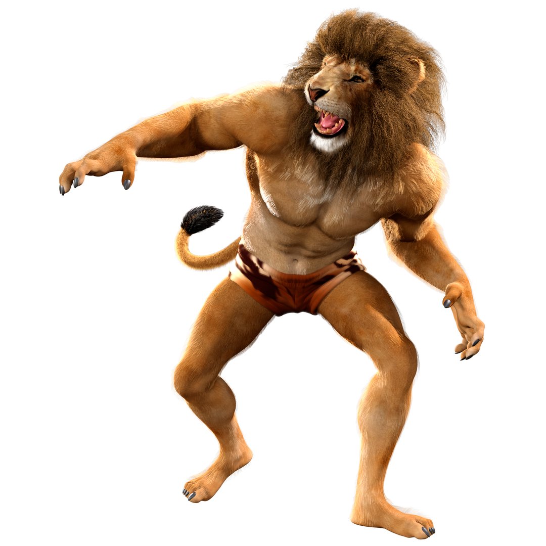 3D rendering of a lion king character isolated on white background