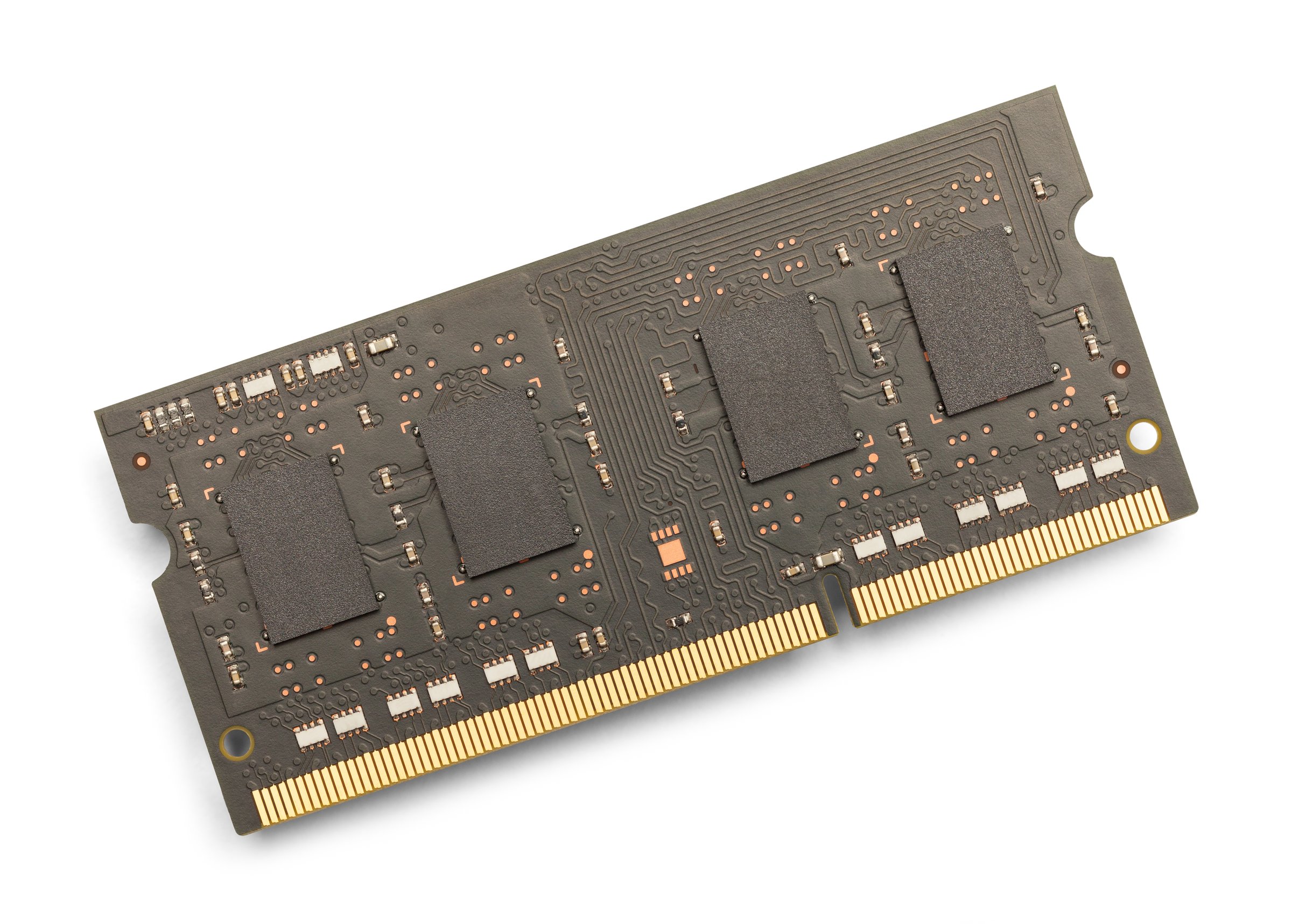 Four Gigabite Stick of Computer Memory Isolated on White Background.