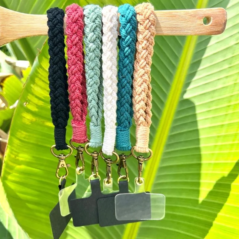 Diseños de correas para celular en macramé - estilo trenzado