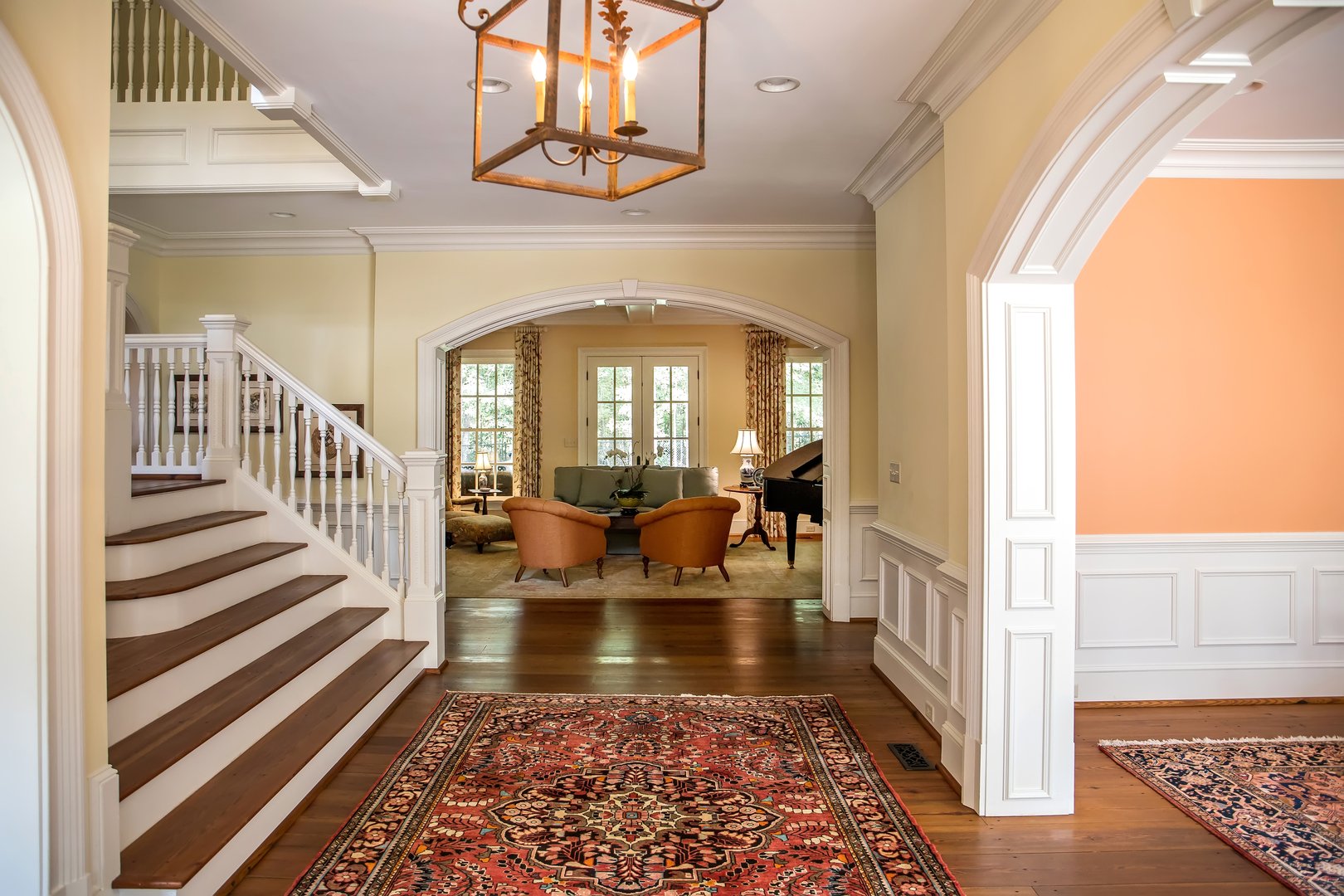 Elegant Norcross home entrance with Oriental rug - professional rug cleaning services in Atlanta