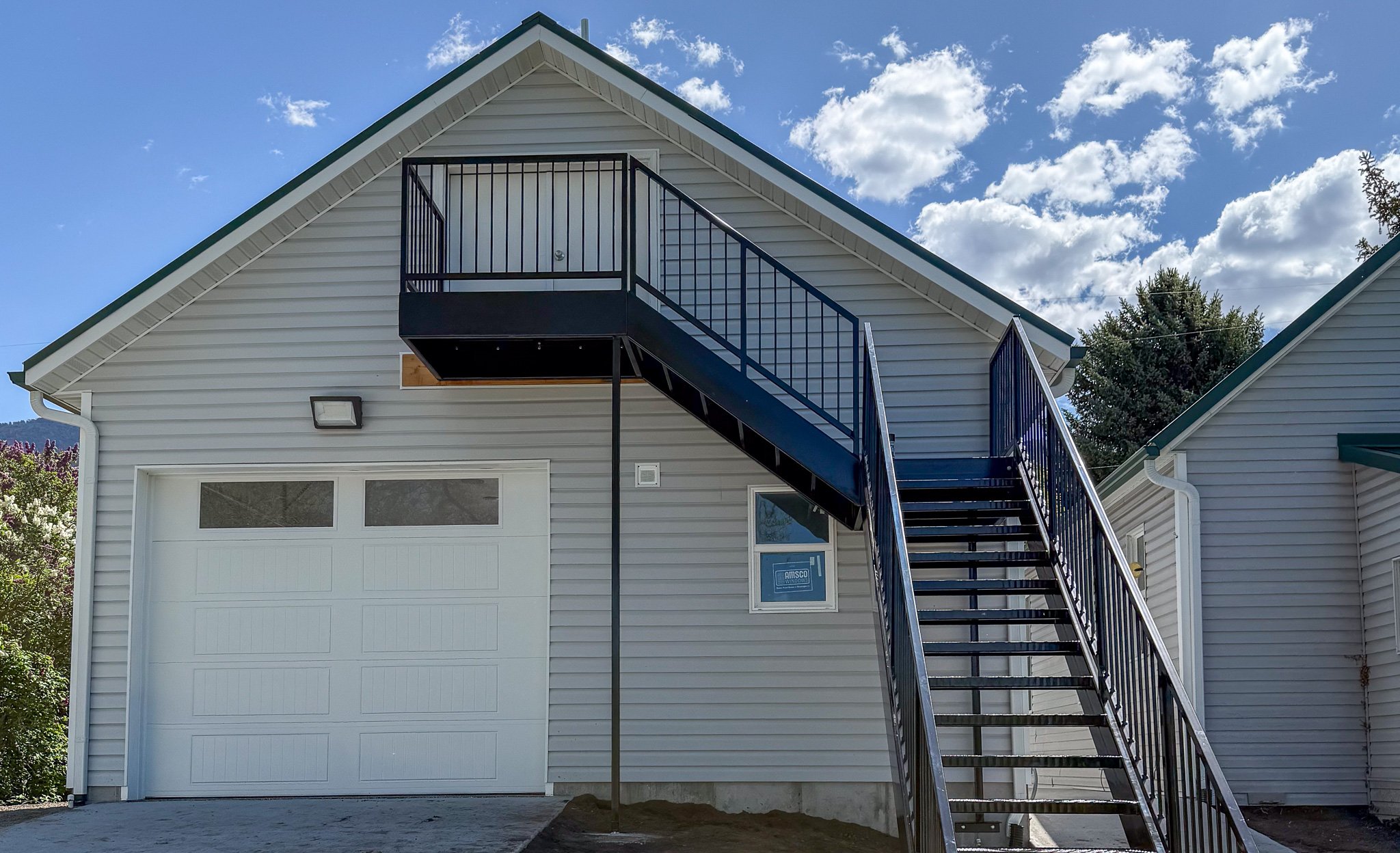 Contemporary house staircase near landing