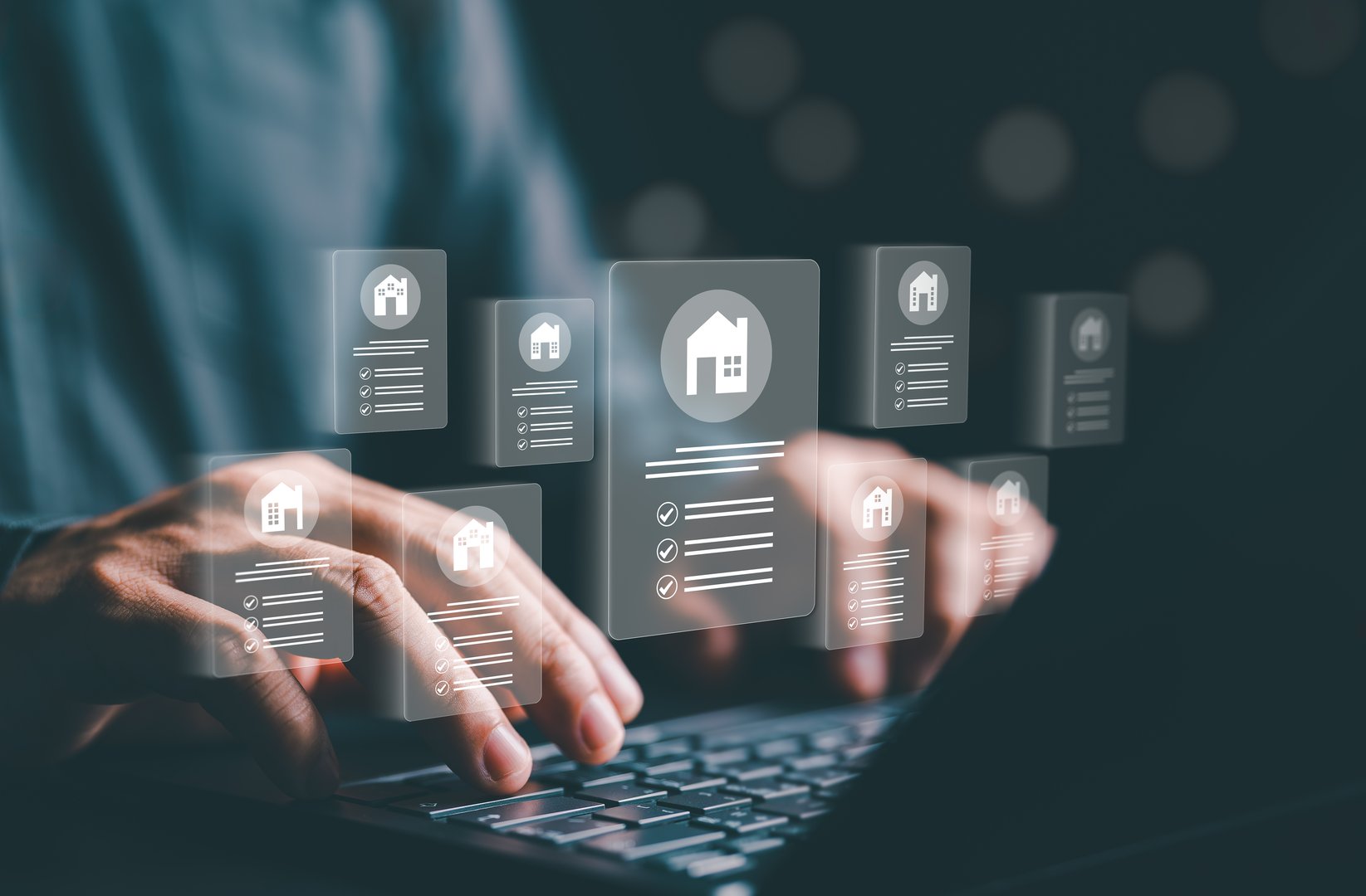 Person using computer to buy house