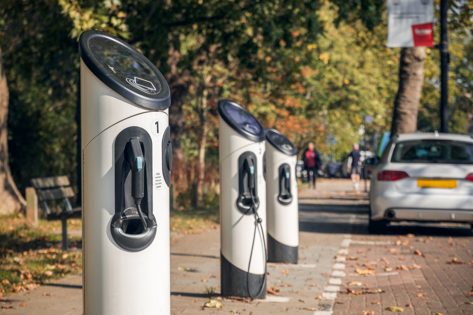 Electric car charge points available for use in Crouch End, London, UK