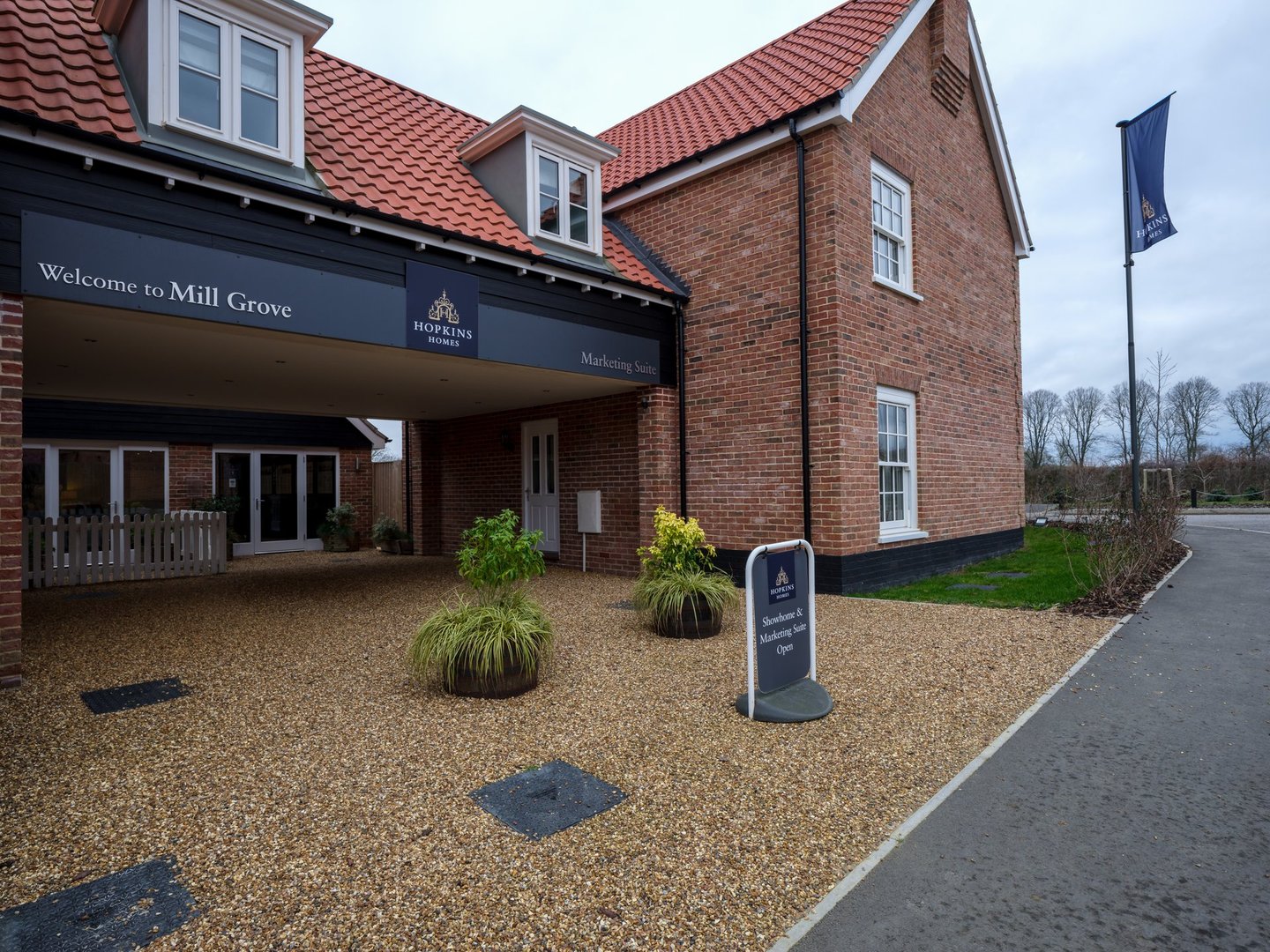 Modern new housing development with resin driveway
